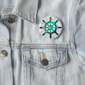 Das Rad des Kapitäns in den Farben des blauen grün Button (Beispiel)
