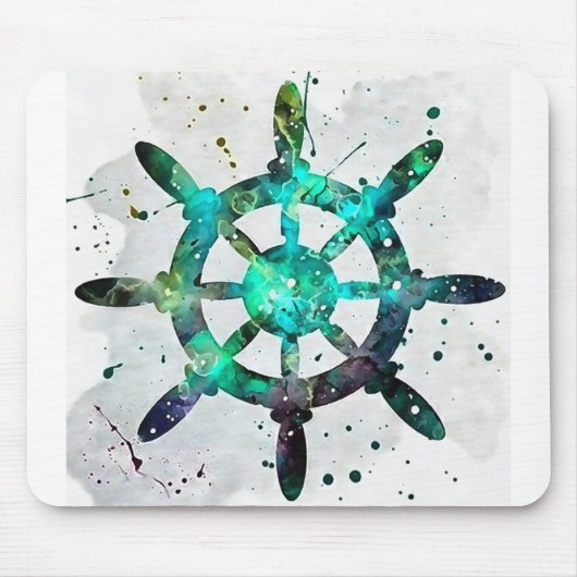 Das Rad des Kapitäns in den Farben des blauen grün Mousepad (Vorne)