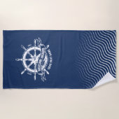Das Rad des Schiffes heißt willkommen an Bord der Strandtuch (Vorderseite)