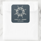 Das Rad des Schiffes | Hochzeitsmonogramm Quadratischer Aufkleber (Tasche)