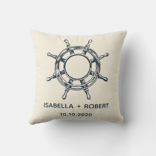 Das Rad des Schiffes | Hochzeitssake Kissen (Rückseite)