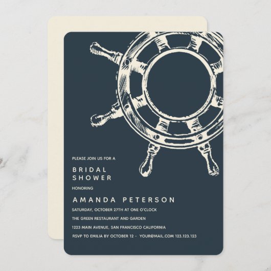 Das Rad des Schiffes | Hochzeitsstift Brautparty Einladung (Vorne/Hinten)