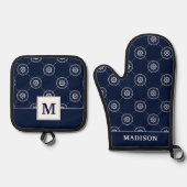 Das Radmuster des Kapitäns Ofenhandschuh & Topflappen-Set (Vorderseite)