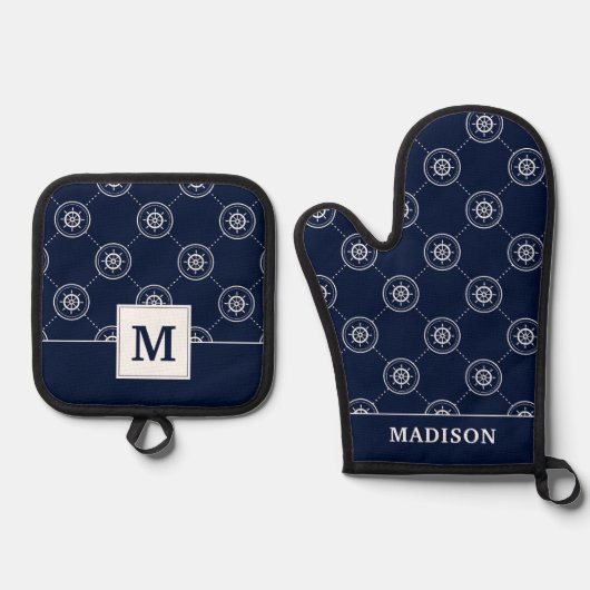 Das Radmuster des Kapitäns Ofenhandschuh & Topflappen-Set (Vorderseite)