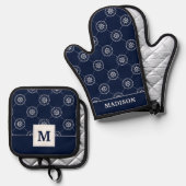 Das Radmuster des Kapitäns Ofenhandschuh & Topflappen-Set (Vorderseite/Rückseite)