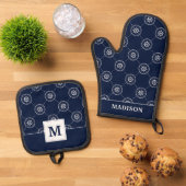 Das Radmuster des Kapitäns Ofenhandschuh & Topflappen-Set (Oben Unten)