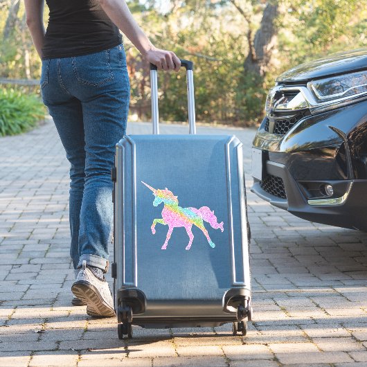 Das Rainbow Glitzer Unicorn Aufkleber (Koffer Insitu)