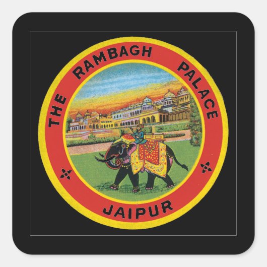 Das Rambagh Palace Jaipur_Vintage Reiseplakat Quadratischer Aufkleber (Vorderseite)