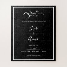 Das Rätsel der Hochzeit mit schwarzem und weißem L