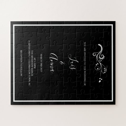 Das Rätsel der Hochzeit mit schwarzem und weißem L Puzzle (Horizontal)