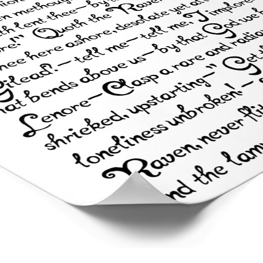 Das Raven Complete Gedicht von Edgar Allan Poe Poster (Ecke)
