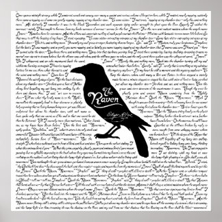 Das Raven Complete Gedicht von Edgar Allan Poe Poster