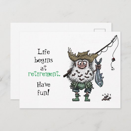 Das reale Leben beginnt bei Pension - Funny Postkarte (Vorne/Hinten)