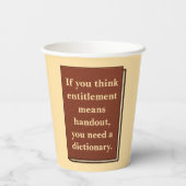 Das Recht ist kein Handout Pappbecher (Rückseite)