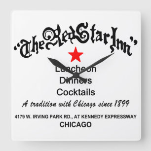 Das Red Star Inn Restaurant, Chicago, IL Quadratische Wanduhr
