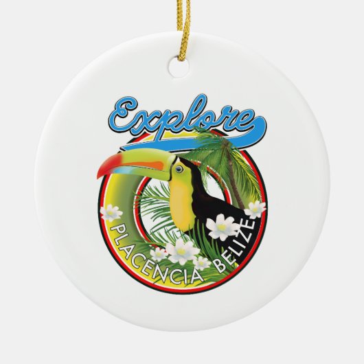 Das Reiselogo von Placencia Belize entdecken Keramik Ornament (Vorne)