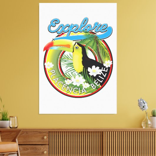 Das Reiselogo von Placencia Belize entdecken Leinwanddruck (Insitu (Wohnzimmer))