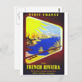 Das Reiseplakat der französischen Riviera Postkarte (Vorne/Hinten)