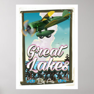 Das Reiseplakat für das Flugzeug der Großen Seen Poster