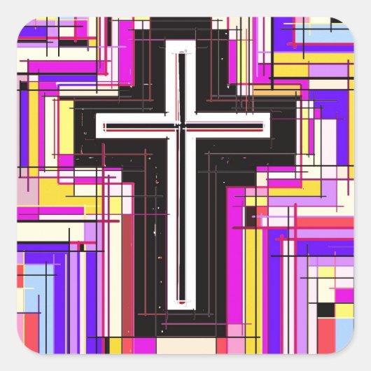 Das religiöse Christliche Kreuz Quadratischer Aufkleber (Vorderseite)