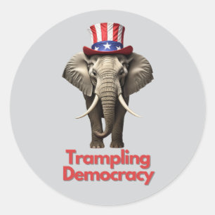 Das republikanische Party Elephant trampelt die De Runder Aufkleber