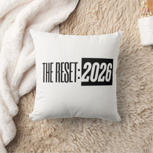 DAS RESET: 2026 Schwarz-Weiß-Typografie-Kissen Kissen