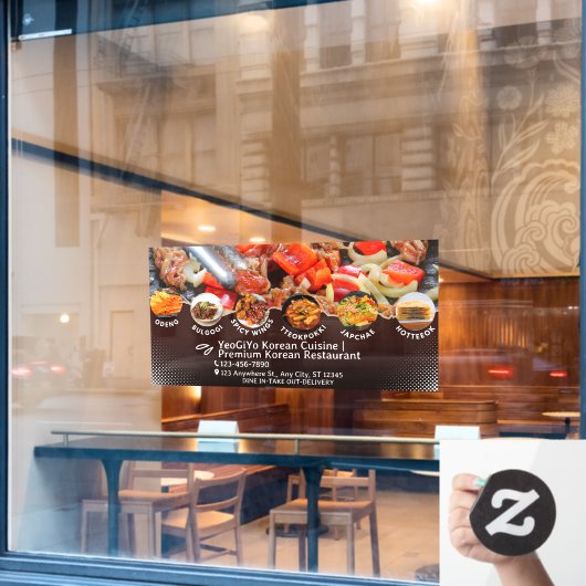 Das Restaurant Advert mit koreanischer Küche indiv Fensteraufkleber (Café-Fenster)