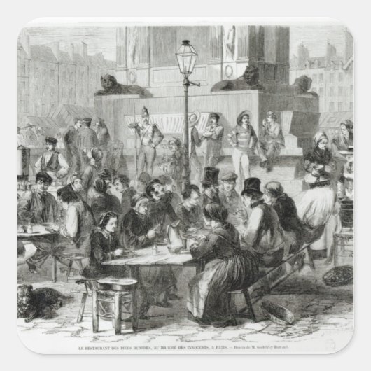 Das Restaurant mit nassen Füßen Quadratischer Aufkleber (Vorderseite)