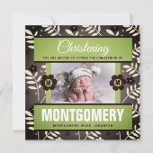 Das Retro-Botanische Weihnachten des braunen und g Einladung (Vorderseite)