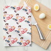 Das Retro Mädchen u. der Junge des Valentinsgrußes Küchentuch (Viertel Falte)