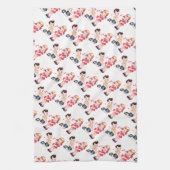 Das Retro Mädchen u. der Junge des Valentinsgrußes Küchentuch (Vertikal)