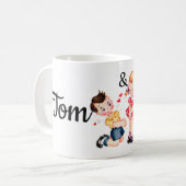 Das Retro Mädchen u. Junge Personnalised des Kaffeetasse (Vorderseite Links)