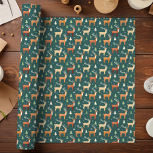 Das Retro-Rentier-Papier des Weihnachtsmanns Geschenkpapier