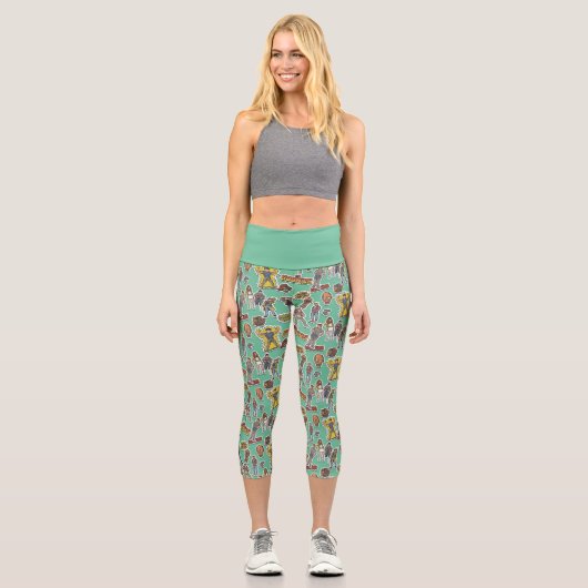 Das Retro-Stickermuster der Goonies Capri Leggings (Vorderseite)