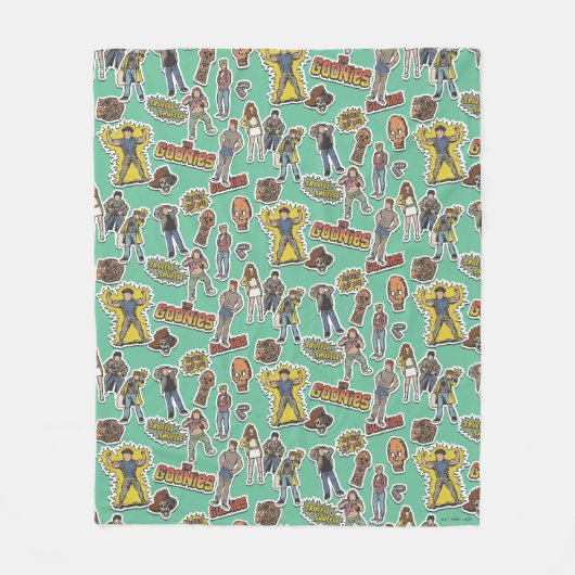 Das Retro-Stickermuster der Goonies Fleecedecke (Vorderseite)