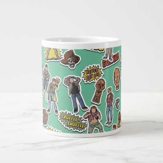 Das Retro-Stickermuster der Goonies Jumbo-Tasse (Vorderseite)