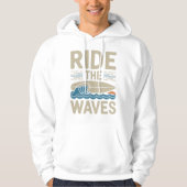 Das Retro-Surfboard-Design der Waves Hoodie (Vorderseite)