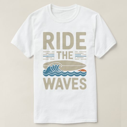 Das Retro-Surfboard-Design der Waves T-Shirt (Design vorne)