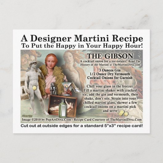 Das Rezept Gibson Martini Postkarte (Vorderseite)