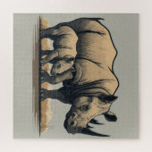 Das Rhino und sein Kalb Puzzle (Horizontal)