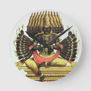Das riesige Ravana (Farbelitho) Runde Wanduhr