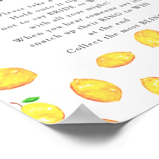 Das Ring Game Lemon Brautparty Main Squeeze Poster (Ecke)