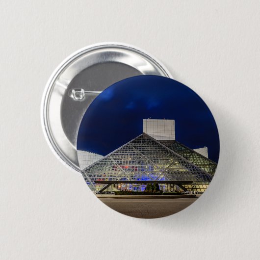 Das Rock-and-RollHall of Fame an der Dämmerung Button (Vorne & Hinten)