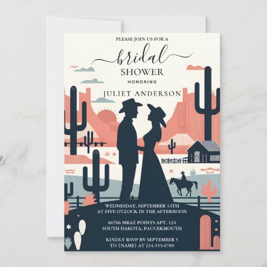 Das Rodeo Retro Pferd Rustikales Western Brautpart Einladung (Vorderseite)