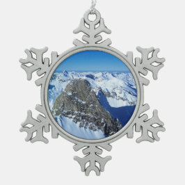 Das Roggspitze St Anton Holiday Card Poster-Foto Schneeflocken Zinn-Ornament