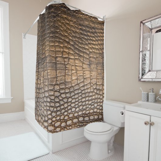 Das rokodile Leder. Hintergrund für braunes Leder Duschvorhang (Beispiel)