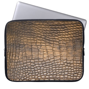 Das rokodile Leder. Hintergrund für braunes Leder Laptopschutzhülle