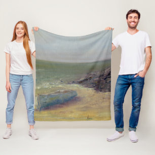 Das Rollen-herein - Boot der Gezeiten auf dem Ufer Fleecedecke