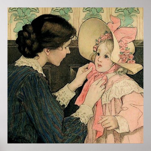 Das rosa Bonnet von Jessie Willcox Smith Poster (Vorne)