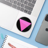Das rosa Dreieck - LGBT-Gay Pride (auf schwarz) Aufkleber (Laptop mit iPhone)